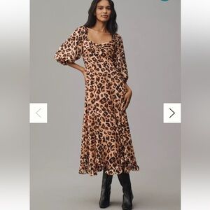 Hutch Printed Twist-Front Puff-Sleeve Ruffle-Hem Dress